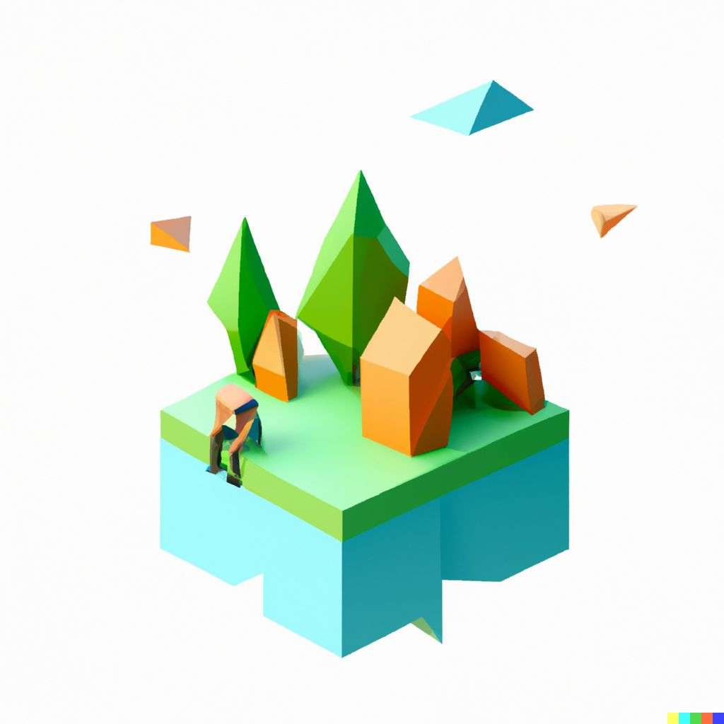 a representation of anxiety, low polygon isometric render